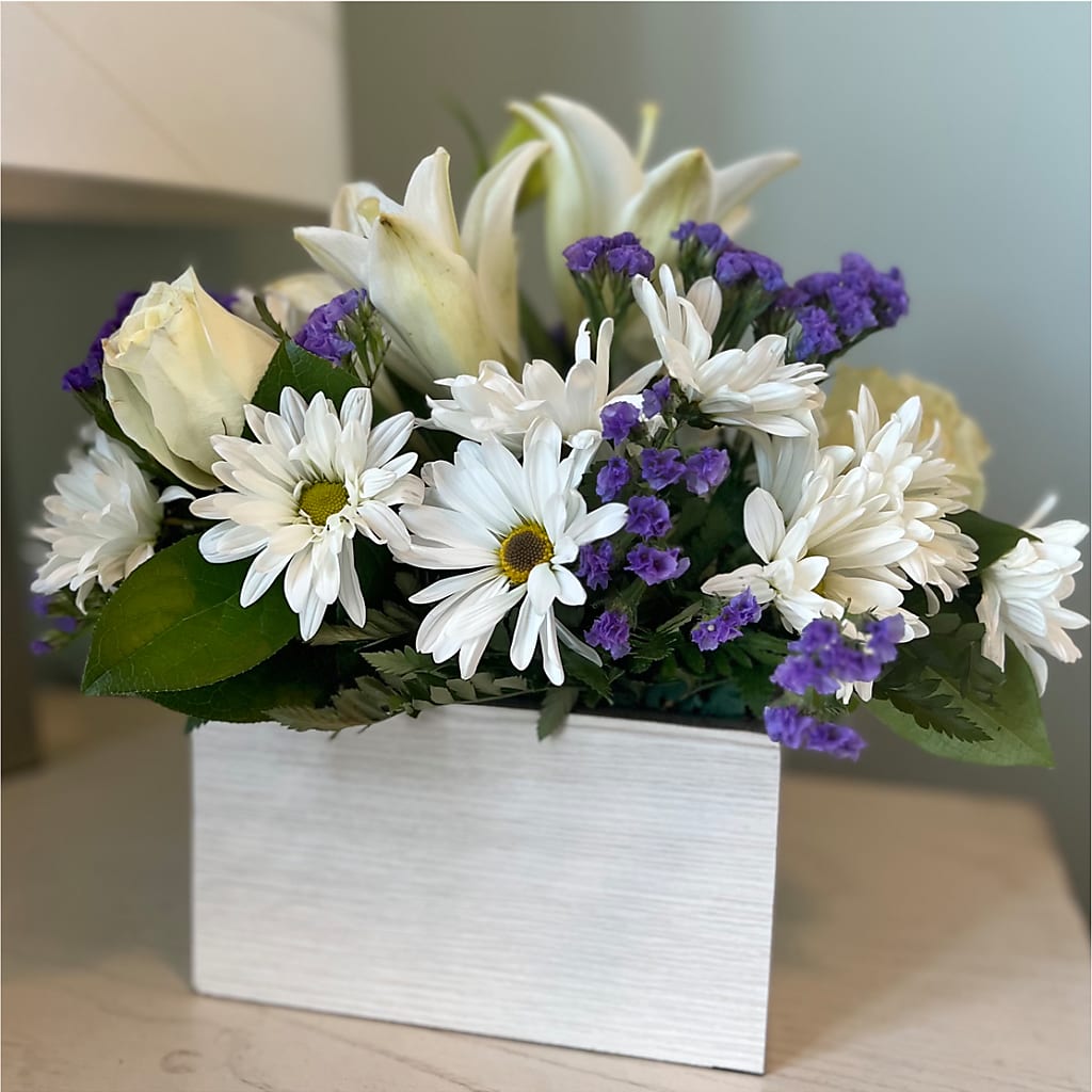 Beyond Blue Box Bouquet – PICKET FENCE FLORAL & DESIGN, Holland MI