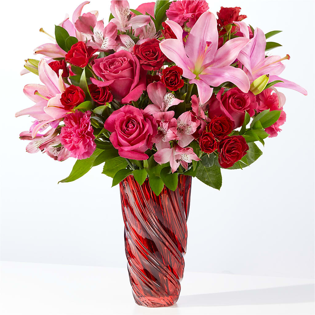 In Love Bouquet with Luxe Swirl Vase – PICKET FENCE FLORAL & DESIGN, Holland MI