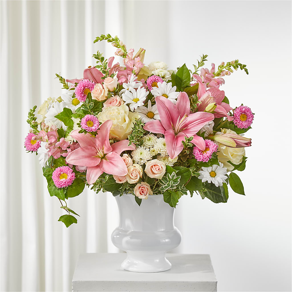 Empathetic Blooms Urn Arrangement – PICKET FENCE FLORAL & DESIGN, Holland MI