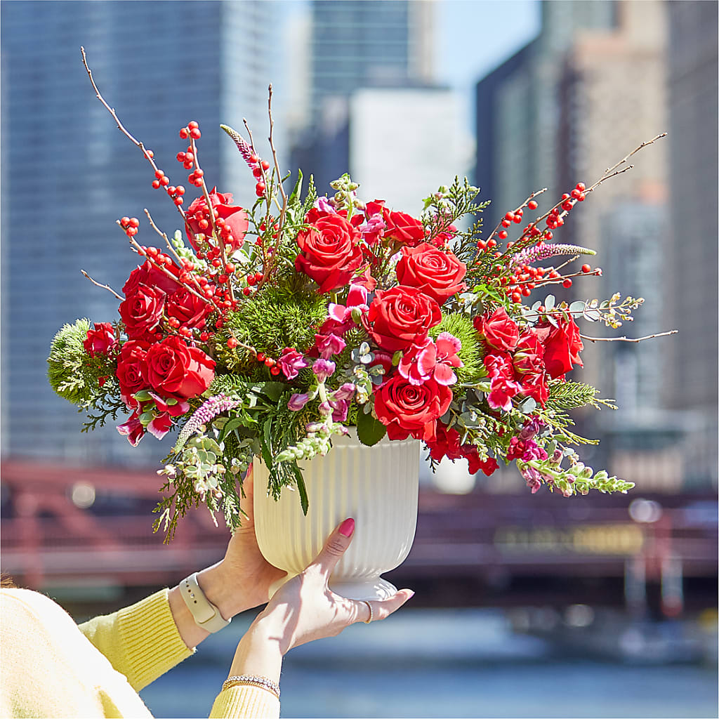 Big Red Bow Bouquet – PICKET FENCE FLORAL & DESIGN, Holland MI
