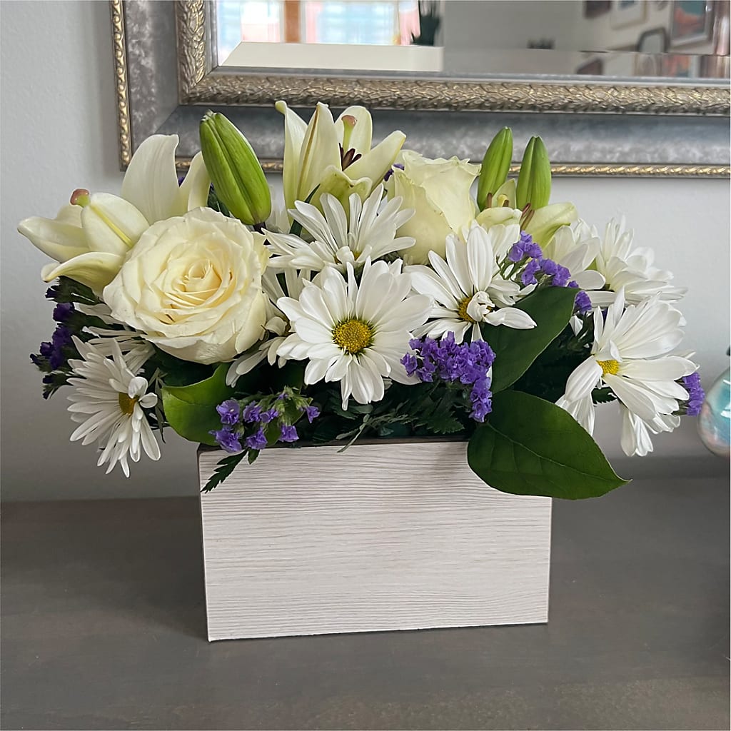 Beyond Blue Box Bouquet – PICKET FENCE FLORAL & DESIGN, Holland MI