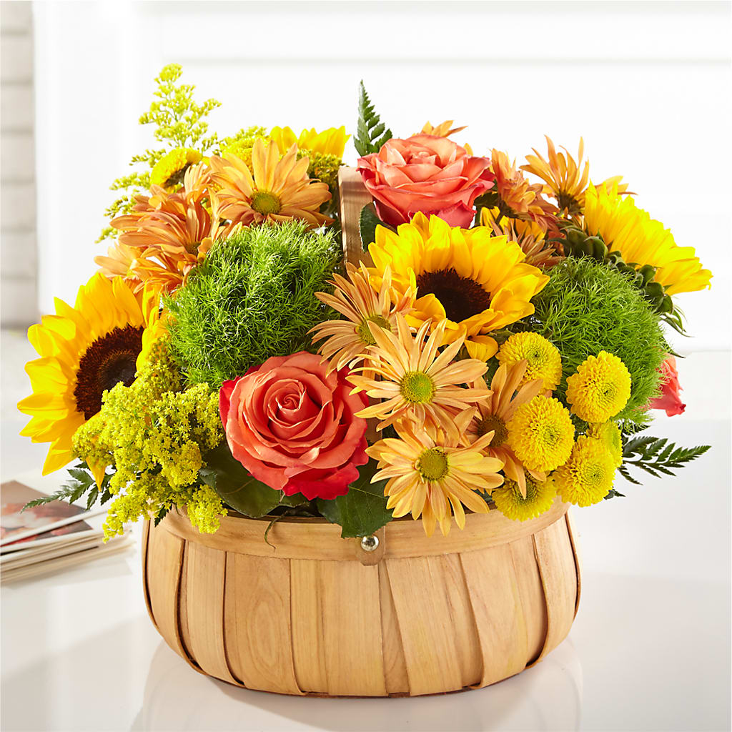 Harvest Sunflower Basket – PICKET FENCE FLORAL & DESIGN, Holland MI