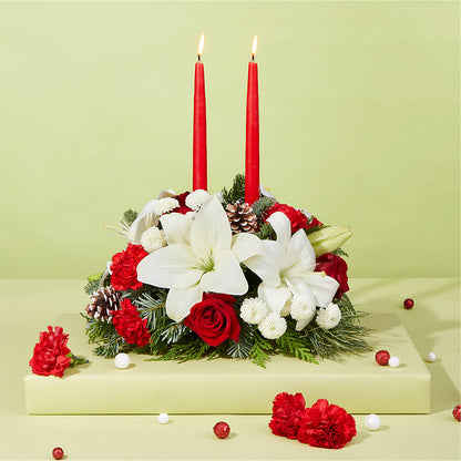 Seasonal Festivities Centerpiece – PICKET FENCE FLORAL & DESIGN, Holland MI