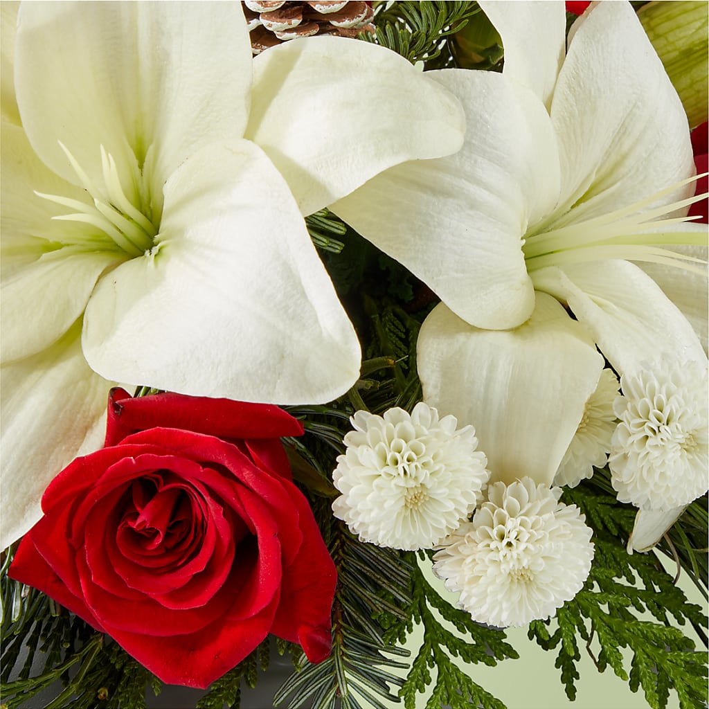 Seasonal Festivities Centerpiece – PICKET FENCE FLORAL & DESIGN, Holland MI