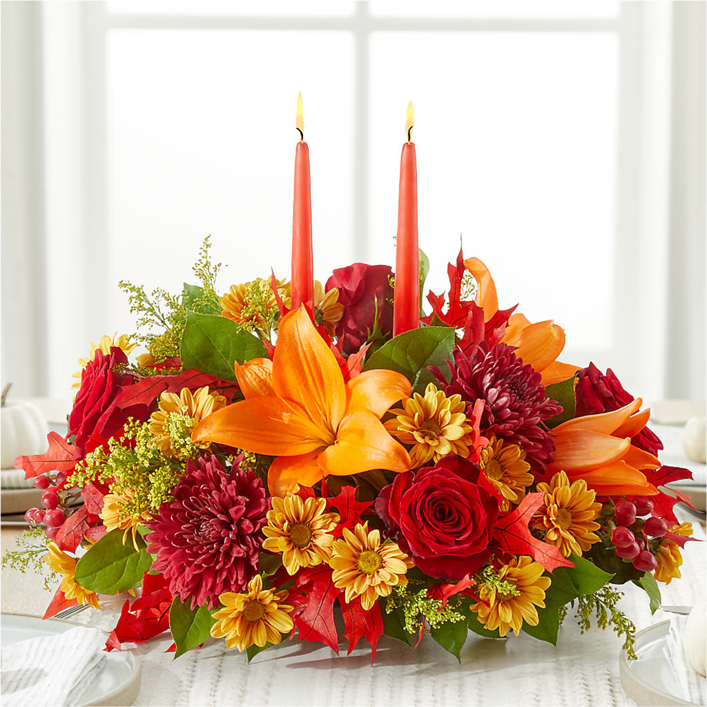 Autumn's Embrace Centerpiece – PICKET FENCE FLORAL & DESIGN, Holland MI