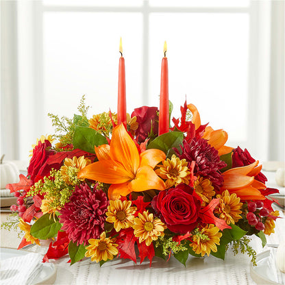 Autumn's Embrace Centerpiece – PICKET FENCE FLORAL & DESIGN, Holland MI