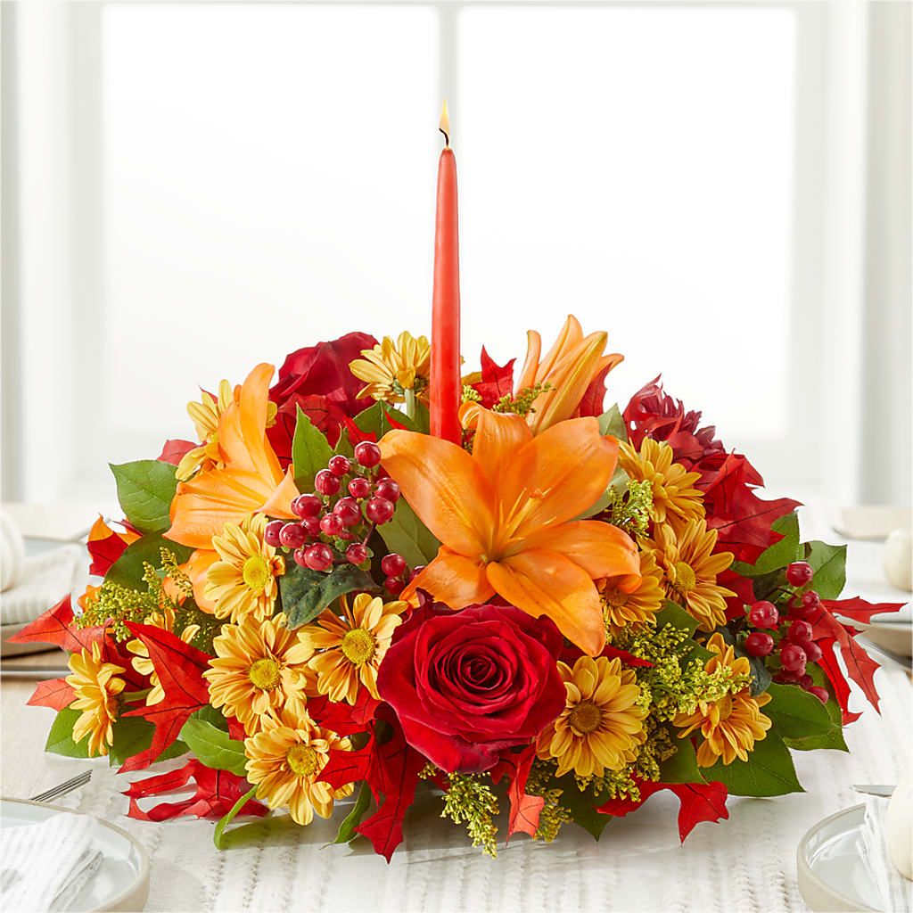 Autumn's Embrace Centerpiece – PICKET FENCE FLORAL & DESIGN, Holland MI