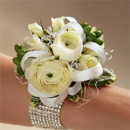 White Wedding Corsage – PICKET FENCE FLORAL & DESIGN, Holland MI